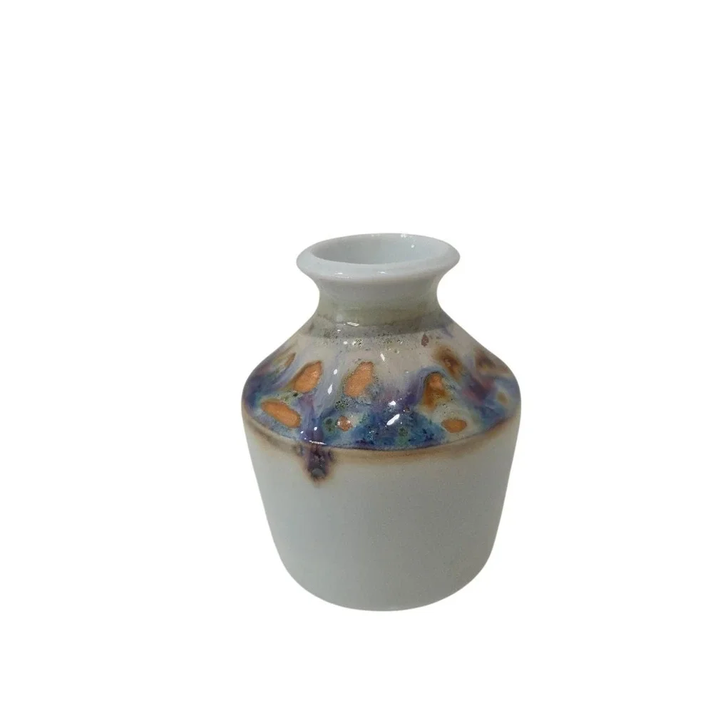Set of 4 Miniature Studio Pottery Vases & Bowl Sign CR?CS Artisan Glazed Ceramic